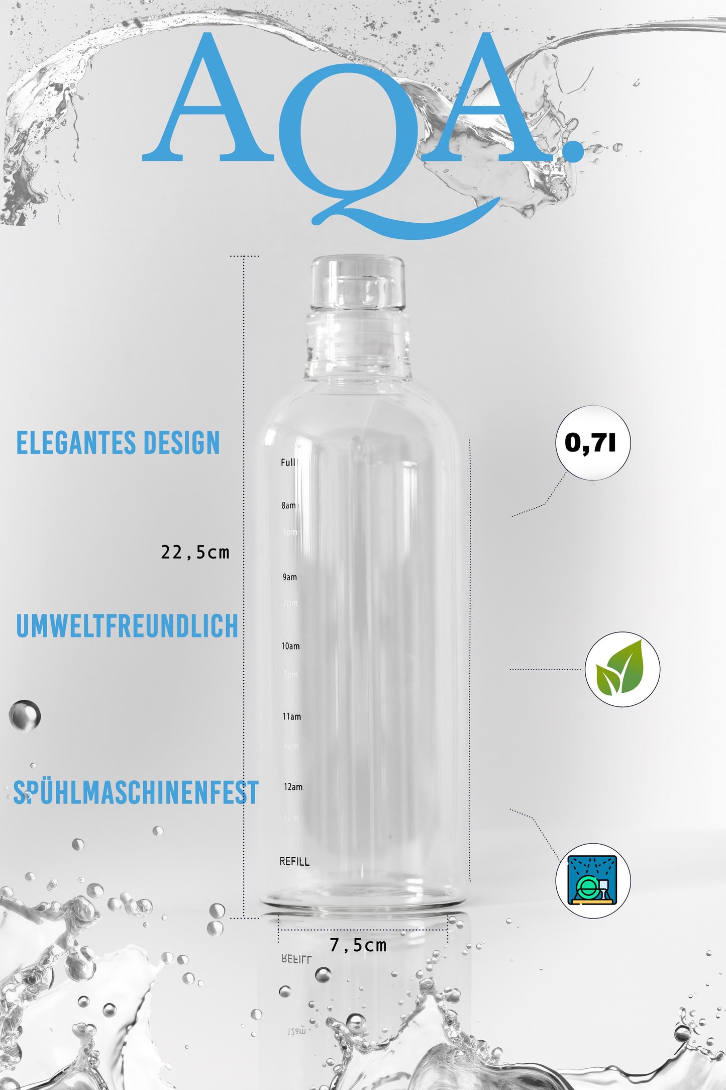 AQA-Glasflasche 700ml- Nachhaltig, Auslaufsicher & BPA-frei